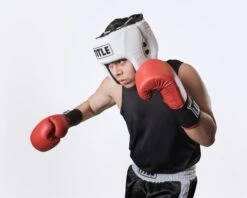 TITLE Boxing USA Boxing Competition Headgear - Open Face -Cheap Boxing Gear Store ACHX1 WH