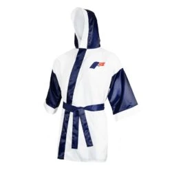 Fighting Full Length Robe -Cheap Boxing Gear Store FFLR WH BL 1