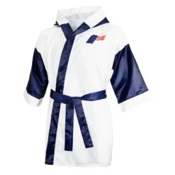 Fighting Full Length Robe -Cheap Boxing Gear Store FFLR WH BL 2