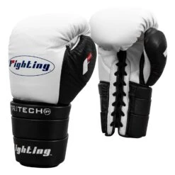 Fighting Tri-Tech Tenacious Lace Training Gloves -Cheap Boxing Gear Store FS3TTGL WH BK 002