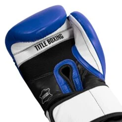 TITLE Boxing Premium Leather Performance Training Gloves -Cheap Boxing Gear Store LPTG BL WH BL 005