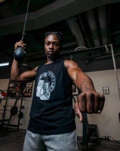 TITLE Boxing Vintage Hanging Gloves Tank -Cheap Boxing Gear Store LTA7BK 2