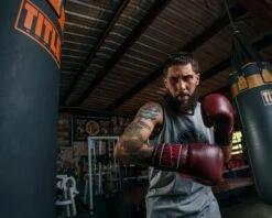 TITLE Boxing Sugar Ray Leonard Throwback Leather Bag Gloves -Cheap Boxing Gear Store SRLTLBGMR 4