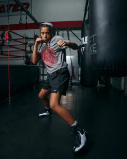 TITLE Boxing Women's Vintage Short Sleeve Hooded Tee -Cheap Boxing Gear Store TBWTS213GR 2