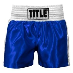 TITLE Boxing Professional Women’s Satin Striped Boxing Trunks -Cheap Boxing Gear Store TPBTW2 BL WH 2