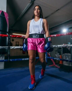 TITLE Boxing Professional Women’s Satin Striped Boxing Trunks -Cheap Boxing Gear Store TPBTW2PK 1