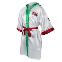 TITLE Boxing Pro Full Length Boxing Robe -Cheap Boxing Gear Store TSRFL2 RD WH GN 03