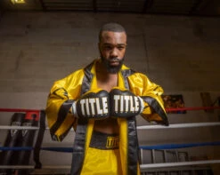 TITLE Boxing Pro Full Length Boxing Robe -Cheap Boxing Gear Store TSRFL2BKGD 1