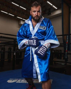 TITLE Boxing Pro Full Length Robe 3.0 -Cheap Boxing Gear Store TSRFL3BLWH 1