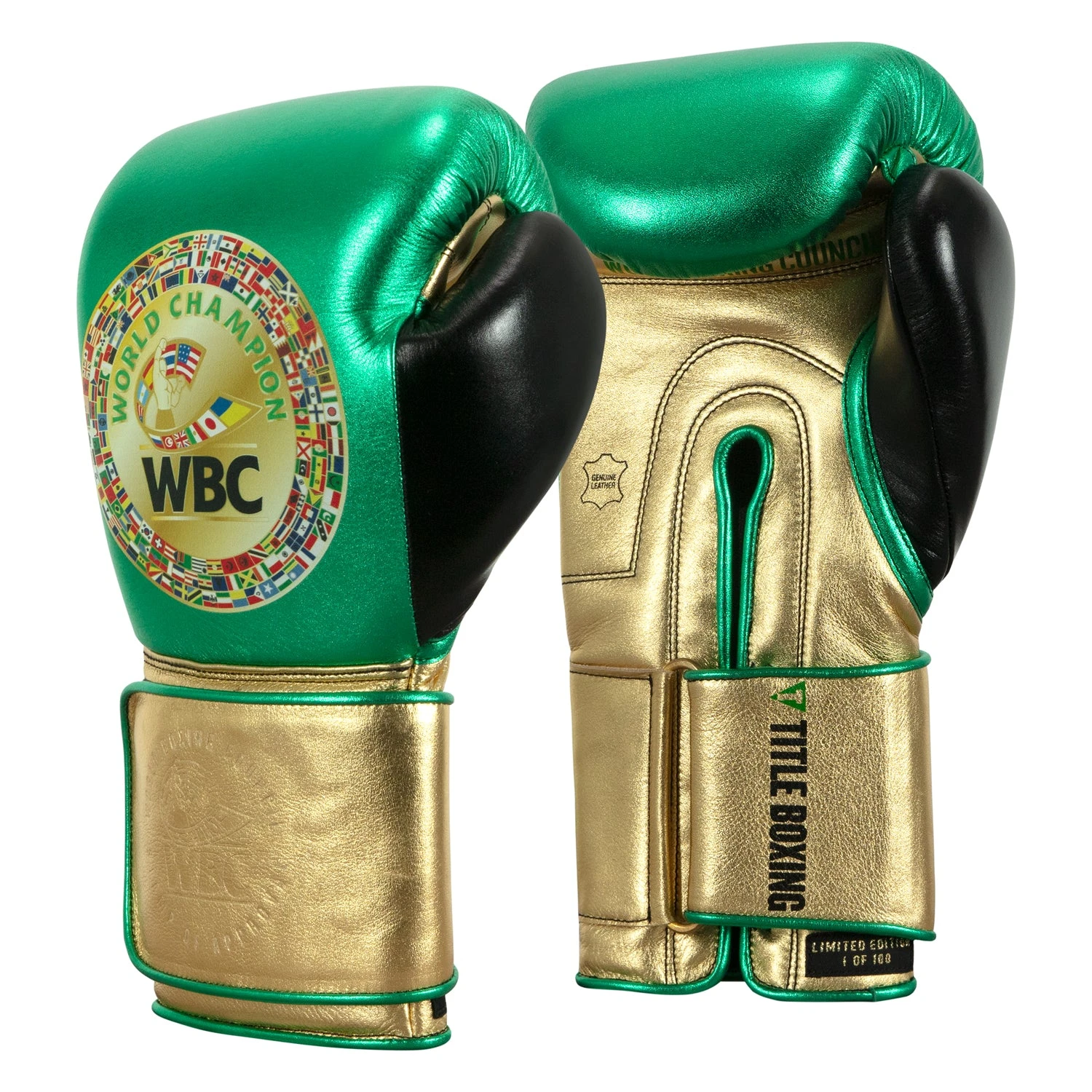 WBC By TITLE Boxing Green Belt Bag Gloves 10 WBC By TITLE Boxing Green Belt Bag Gloves - Image 8