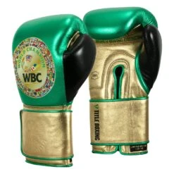 WBC By TITLE Boxing Green Belt Training Gloves 1.0 -Cheap Boxing Gear Store WGBTG GN GD BK 2