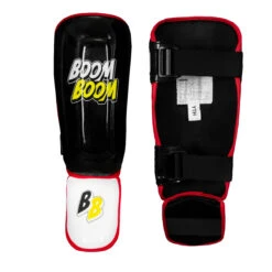 BOOM BOOM Boxing Bomber Youth Shin Guards -Cheap Boxing Gear Store bbbsgy bk 2 1