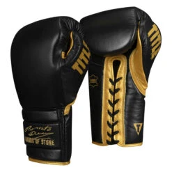 TITLE Boxing Roberto Duran Leather Sparring Gloves -Cheap Boxing Gear Store rdsg bk gd 02