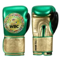 WBC By TITLE Boxing Green Belt Training Gloves 1.0 -Cheap Boxing Gear Store wgbtg gn gd bk 1 1
